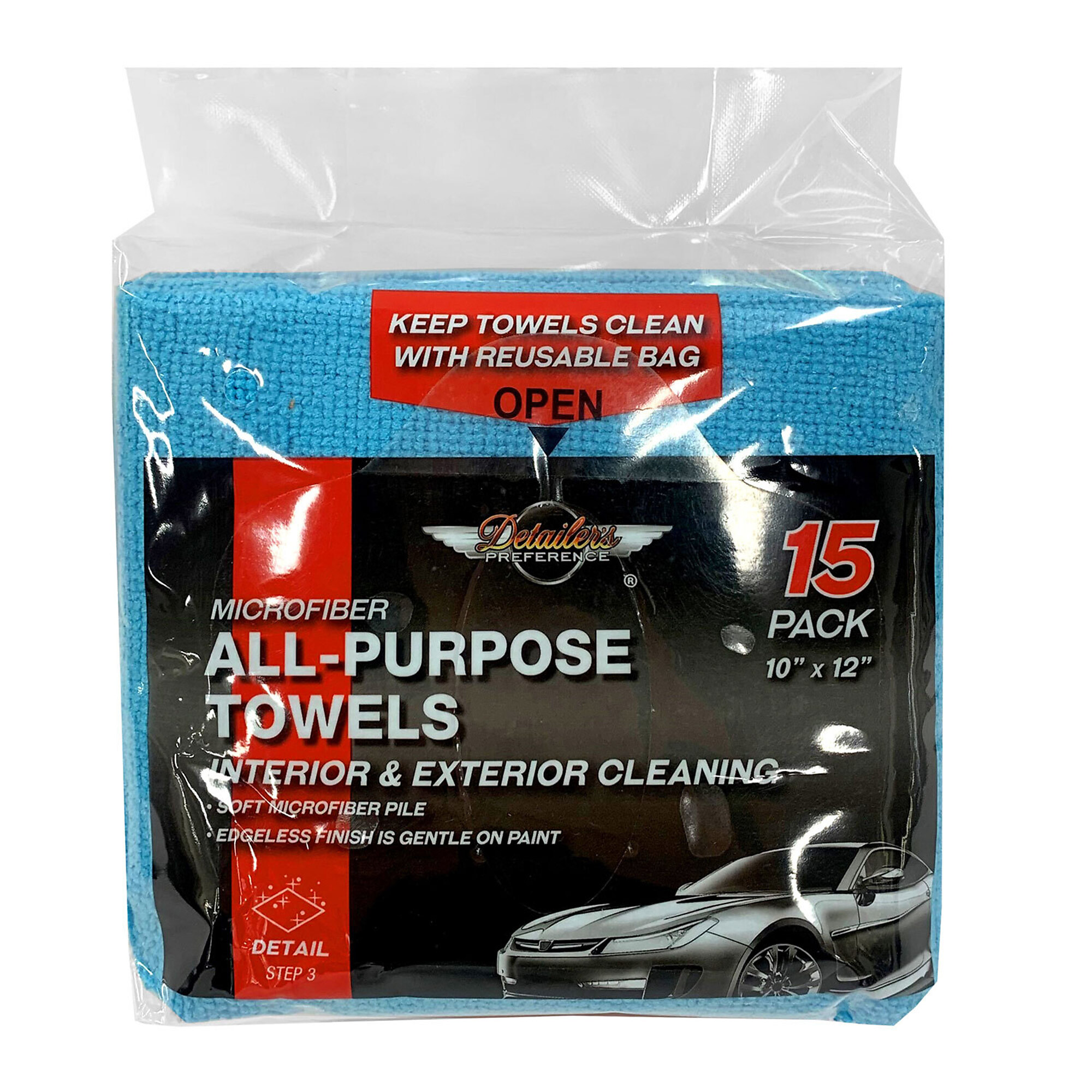 Detailer's Preference Microfiber All-Purpose Towels — 15 Pcs, Model# EU243301